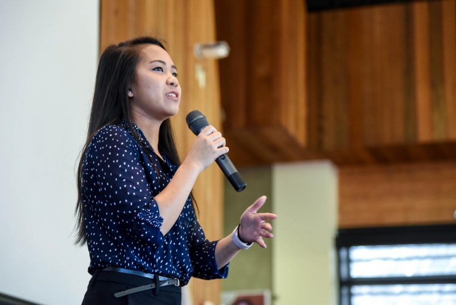 Chelsey Nguyen, newly-elected ASFC president, spoke at last months candidate debate. 