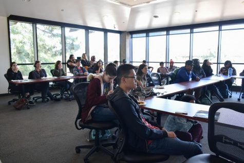 Foothill students watch a presentation. 