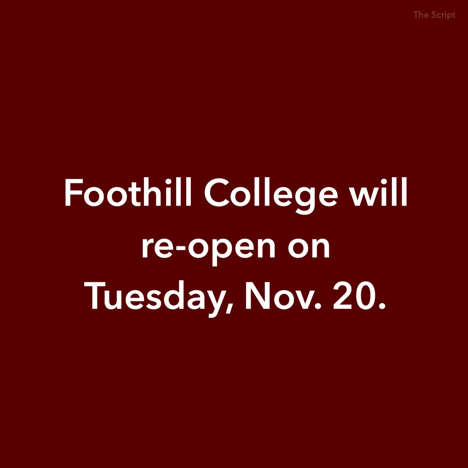 Foothill+College+will+open+Tuesday+and+Wednesday