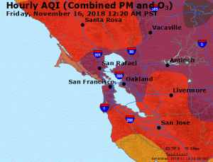 Air Quality Index scores for the San Francisco Bay Area worsen as the day progresses. 