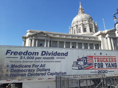 Truck with Truckers for Yang 2020 endorsement.