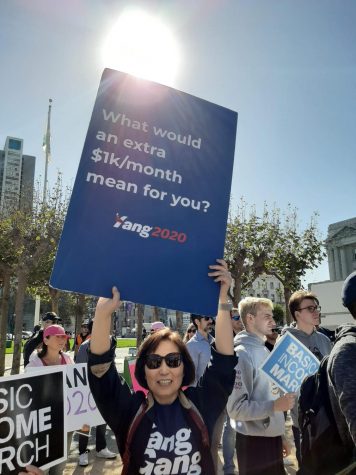 Marchers gathered at the Civic Center in San Francisco.