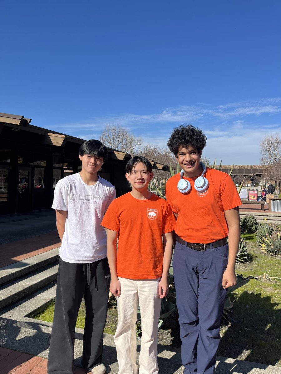 In this image, we have the students we interviewed. From the left is Kaden Li, Joey Young, and Rahul Ghosh.