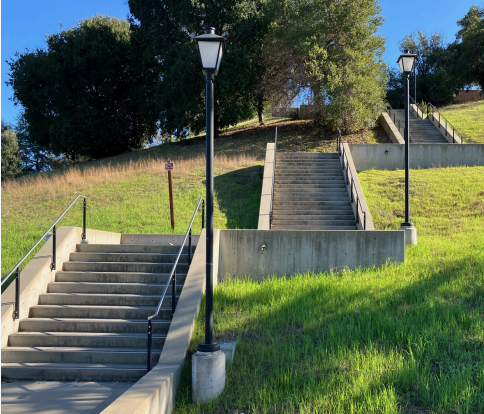 The staircase up from Lot 2.