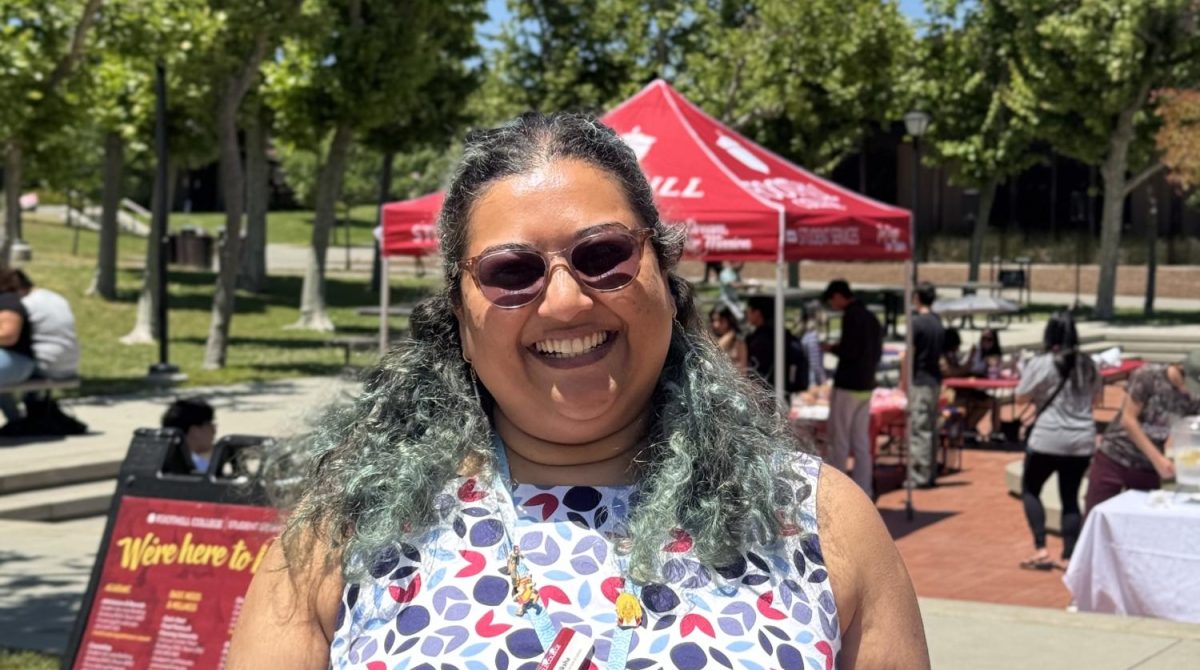 Professor Anju Vriksha in Foothill's Library Quad