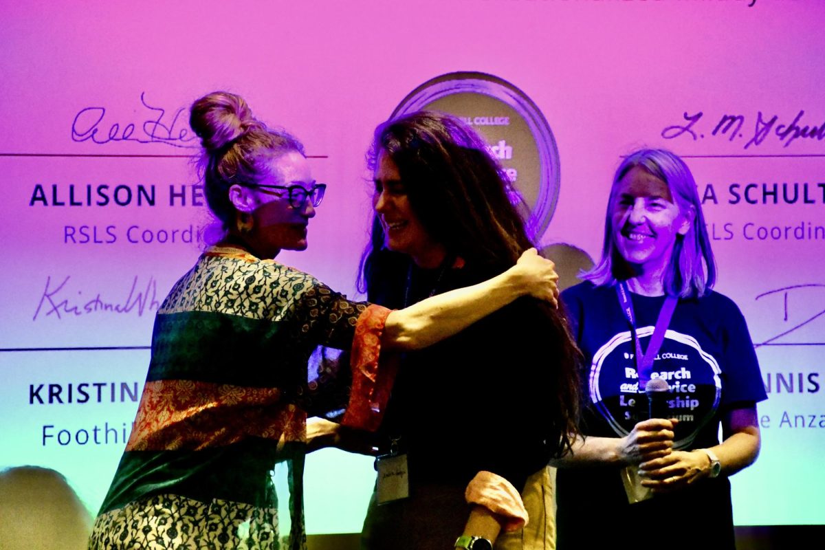 Ambra Gargini, with RSLS co-coordinators and Foothill Professors Allison Herman and Lisa Schultheis, winning a Judges’ Award for excellence in research at the RSLS 2025.