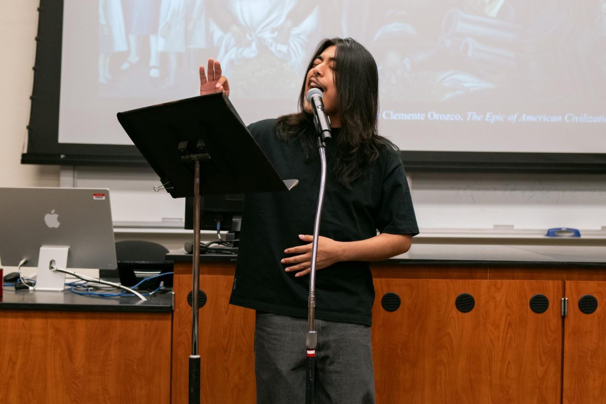 Marvin Hernandez Flores performs alongside Genny Lim, the San Francisco Poet Laureate, at Foothill’s Ethnic Studies Summit 2026.