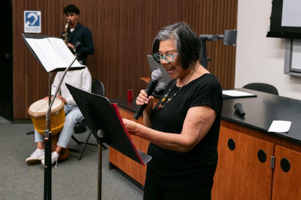 Genny Lim performing her poetry at Foothill’s Ethnic Studies Summit 2026
